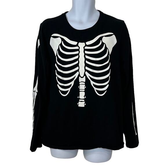 Peaberry Maternity Skeleton Halloween Top Stretchy Size Large - Picture 1 of 6